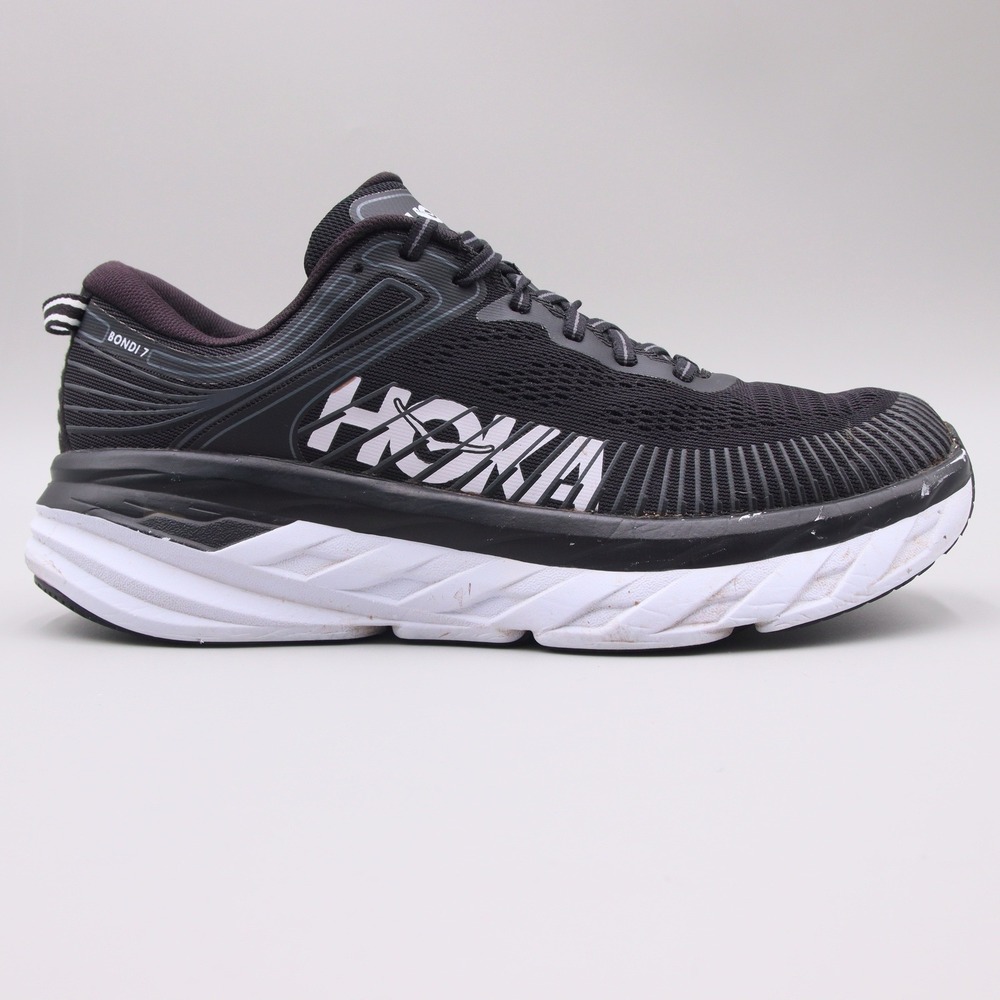 Hoka One One Bondi 7 Womens Size 9.5 US Black White Running Shoes 1110519 BWHT